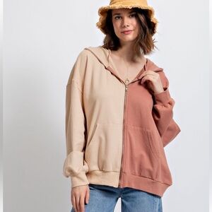 50% off 39 ❤️ COLOR BLOCK ZIP UP HOODIE JACKET